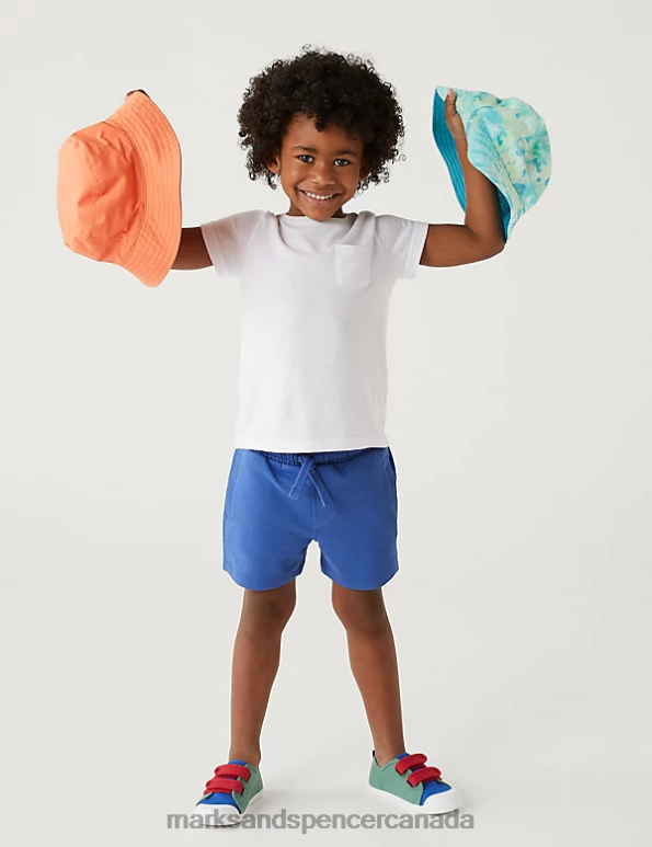 Kids Mid Blue Clothing Marks & Spencer Cotton Rich Plain Shorts 20VTD8734 - Marks and Spencer Canada locations