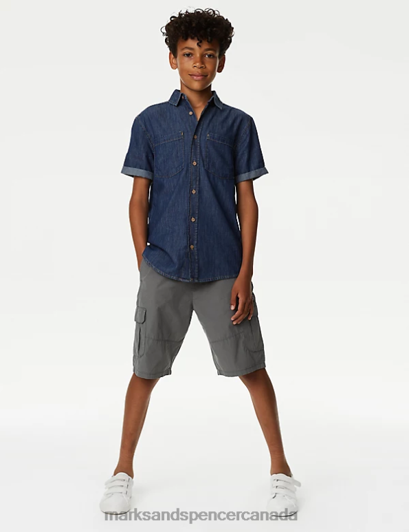 Kids Mid Grey Clothing Marks & Spencer Pure Cotton Cargo Shorts 20VTD8481 - Marks and Spencer online