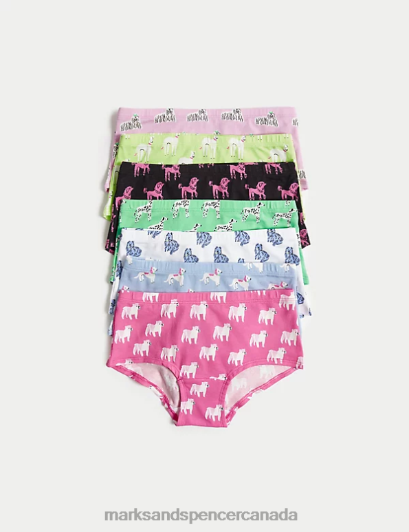 Kids Multi/Brights Clothing Marks & Spencer 7pk Cotton Rich Dog Print Shorts 20VTD8872 - Marks and Spencer outlet