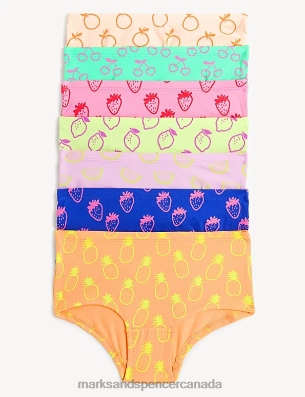 Kids Multi/Brights Clothing Marks & Spencer 7pk Cotton Rich Fruit Shorts 20VTD8833 - Marks and Spencer outlet