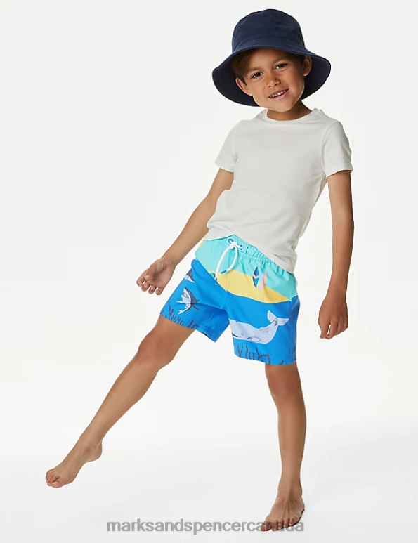 Kids Multi Clothing Marks & Spencer Beach Scene Swim Shorts 20VTD8029 - Marks and Spencer Canada locations