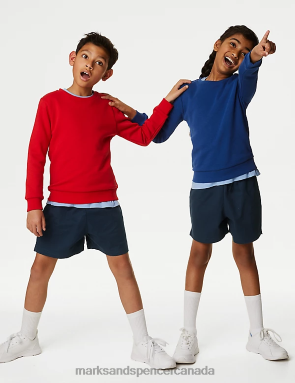 Marks and Spencer sale - Kids Navy Clothing Marks & Spencer 2pk Pure Cotton School Shorts 20VTD8906