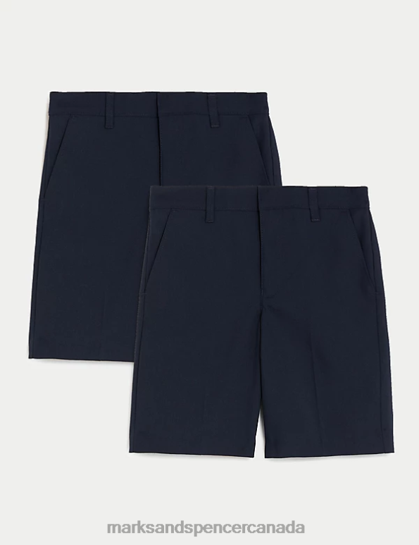 Marks and Spencer Canada - Kids Navy Clothing Marks & Spencer 2pk Regular Leg School Shorts 20VTD8063