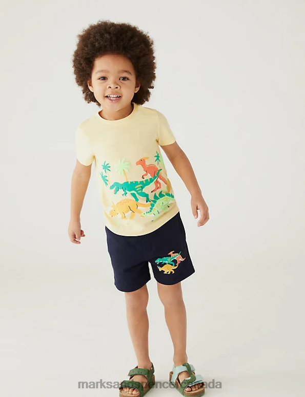 Kids Navy Clothing Marks & Spencer Cotton Rich Dinosaur Shorts 20VTD8078 - Marks and Spencer outlet