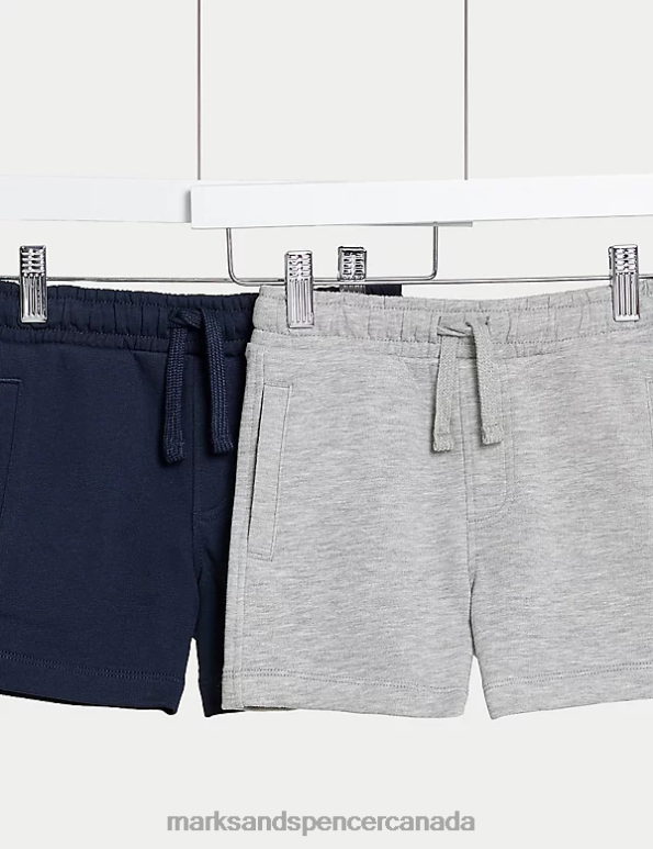 Marks and Spencer near me - Kids Navy/Grey Clothing Marks & Spencer 2pk Cotton Rich Shorts 20VTD8022