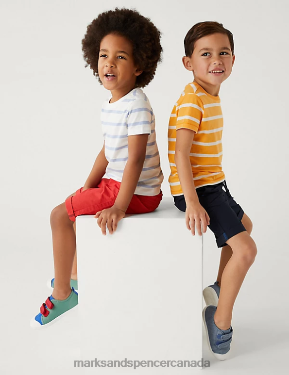 Marks and Spencer near me - Kids Navy Mix Clothing Marks & Spencer 2pk Pure Cotton Shorts 20VTD8472