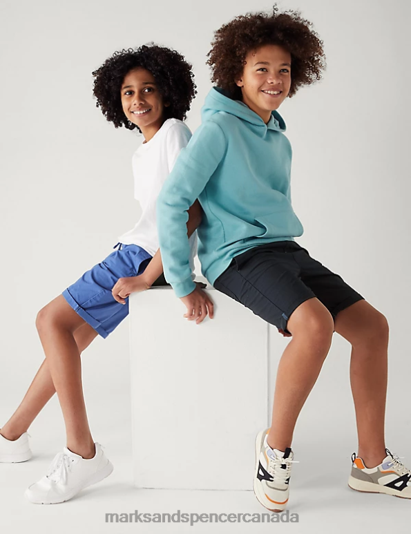 Kids Navy Mix Clothing Marks & Spencer 2pk Pure Cotton Shorts 20VTD8692 - Marks and Spencer Canada locations