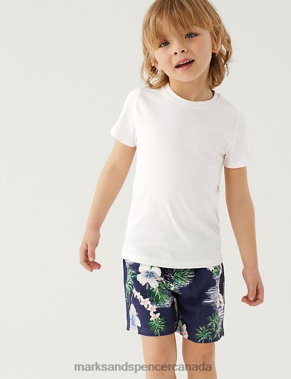 Kids Navy Mix Clothing Marks & Spencer Hawaiian Print Swim Shorts 20VTD8365 - Marks and Spencer online