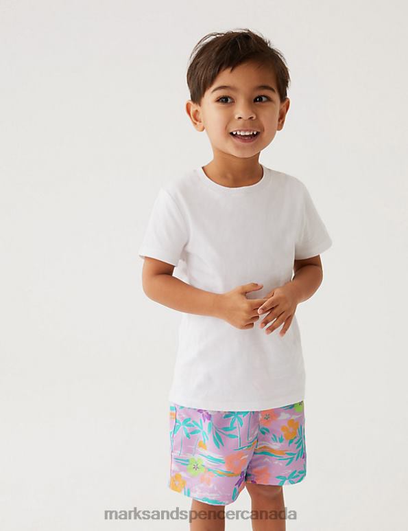 Marks and Spencer near me - Kids Purple Mix Clothing Marks & Spencer Tropical Swim Shorts 20VTD8177