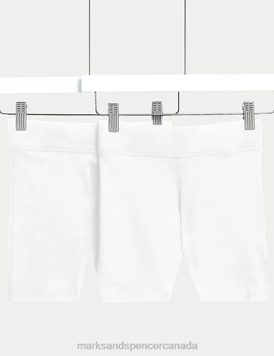 Marks and Spencer near me - Marks & Spencer Kids 2pk Cotton with Stretch School Shorts Clothing White 20VTD9055