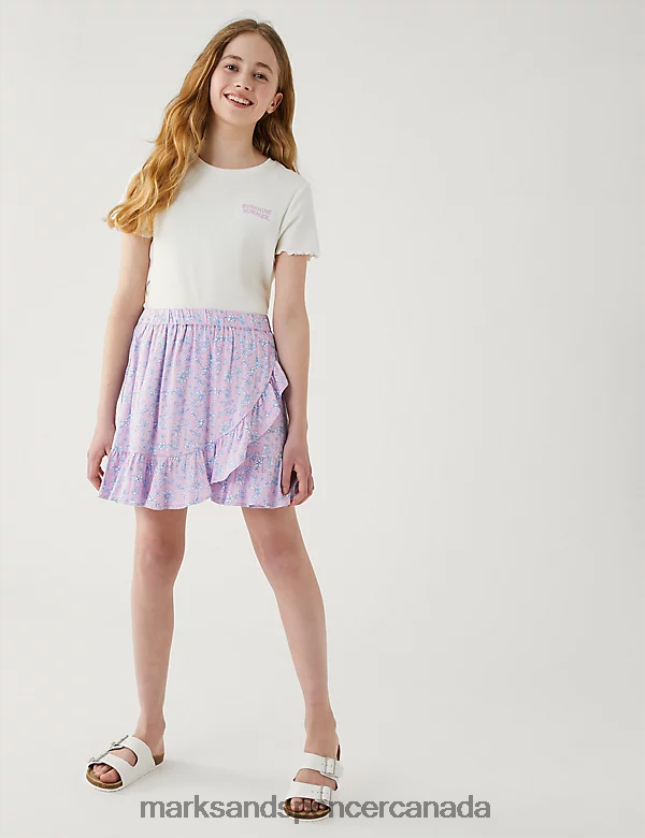 Marks and Spencer Canada - Clothing 20VTD9184 Pink Kids Marks & Spencer Floral Skort