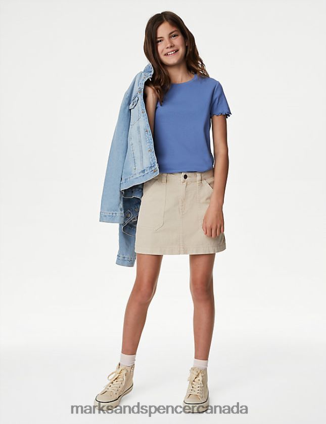 Marks and Spencer sale - Clothing 20VTD9215 Stone Kids Marks & Spencer Pure Cotton Cargo Skirt