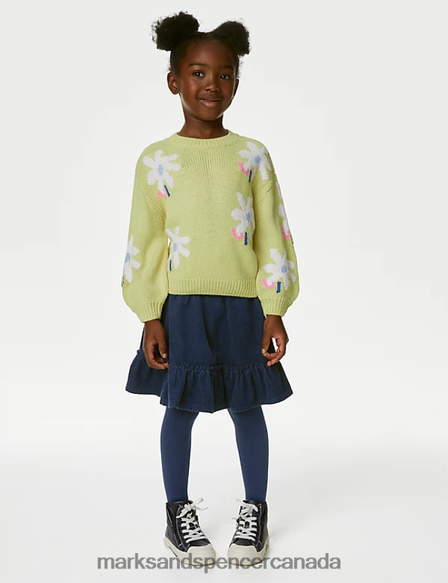 Clothing 20VTD9352 Navy Kids Marks & Spencer Cotton Rich Skirt & Tights Set - Marks and Spencer outlet