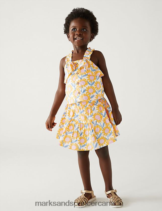 Clothing 20VTD9426 Multi Kids Marks & Spencer Pure Cotton Floral Skort - Marks and Spencer Canada locations