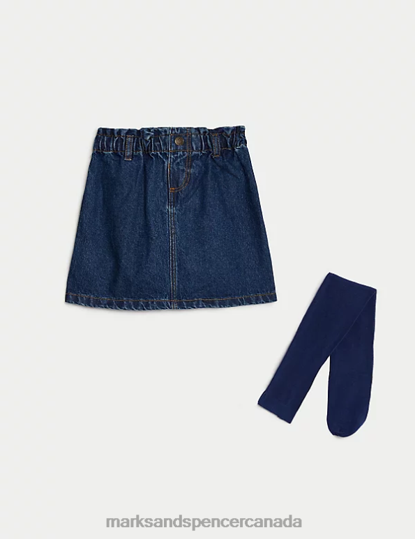 Marks and Spencer Canada - Kids Denim Clothing Marks & Spencer 2pc Skirt & Tights Set 20VTD9004