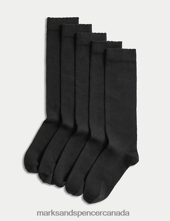 Marks and Spencer sale - Clothing 20VTD9375 Black Kids Marks & Spencer 5pk of Knee High Socks