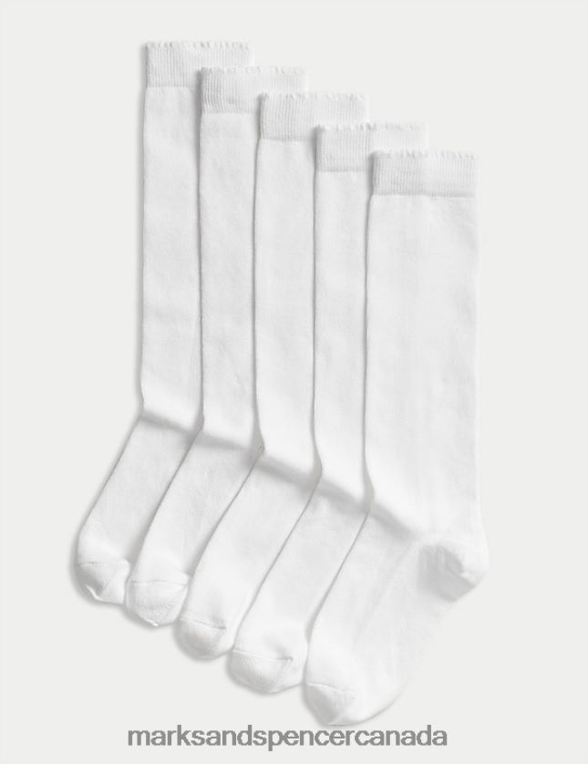 Clothing 20VTD9376 White Kids Marks & Spencer 5pk of Knee High Socks - Marks and Spencer online