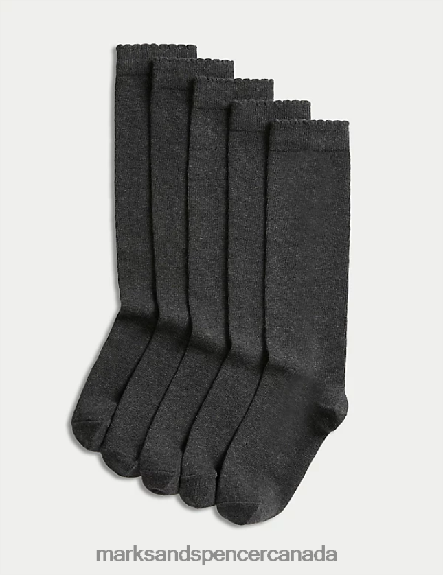 Clothing 20VTD9377 Grey Kids Marks & Spencer 5pk of Knee High Socks - Marks and Spencer Canada locations