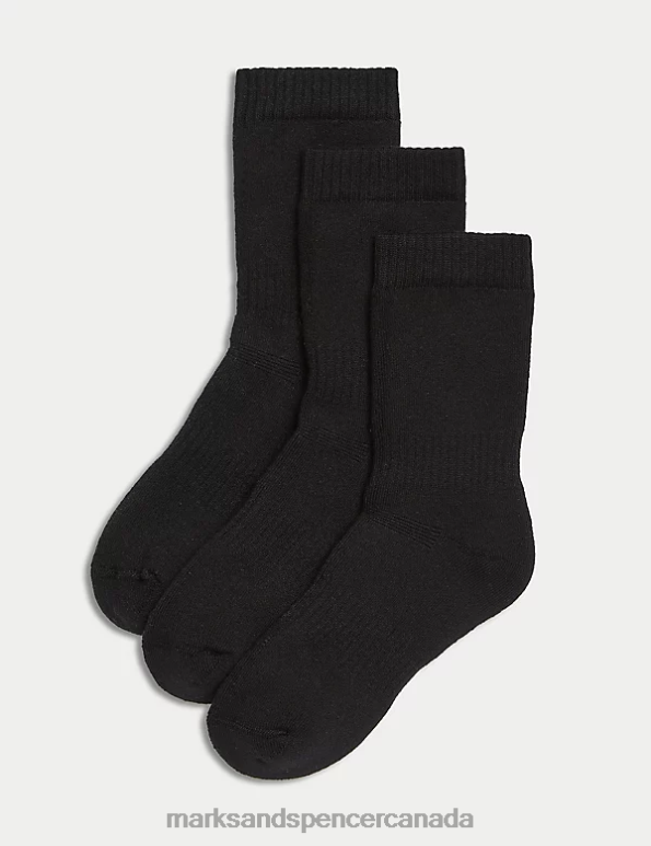 Marks and Spencer near me - Kids Black Clothing Marks & Spencer 3pk Cotton Blend Thermal Socks 20VTD8094