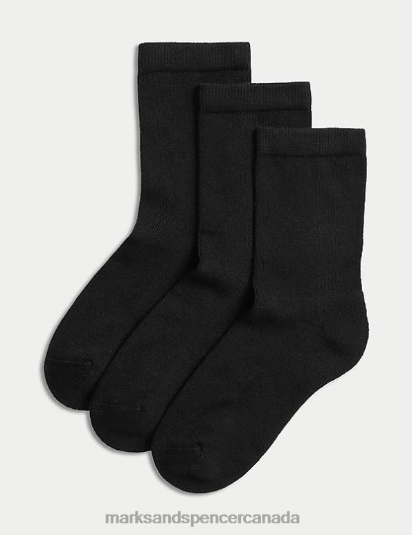 Kids Black Clothing Marks & Spencer 3pk of Ultimate Comfort Socks 20VTD8566 - Marks and Spencer Canada locations