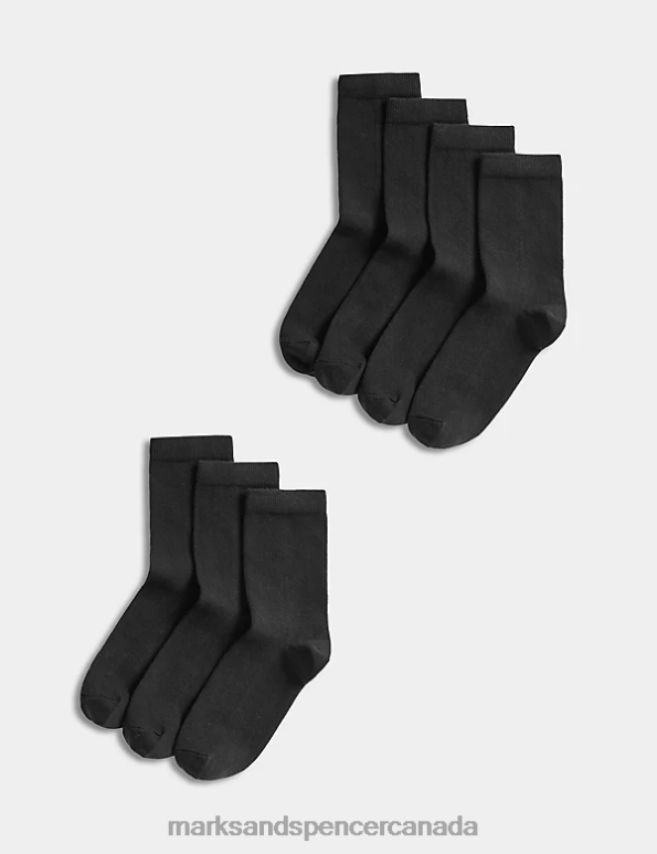 Marks and Spencer Canada - Kids Black Clothing Marks & Spencer 7pk of Ankle School Socks 20VTD7977