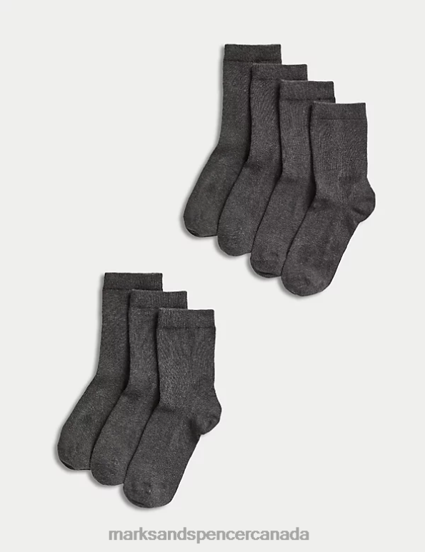 Marks and Spencer near me - Kids Grey Marl Clothing Marks & Spencer 7pk of Ankle School Socks 20VTD7935