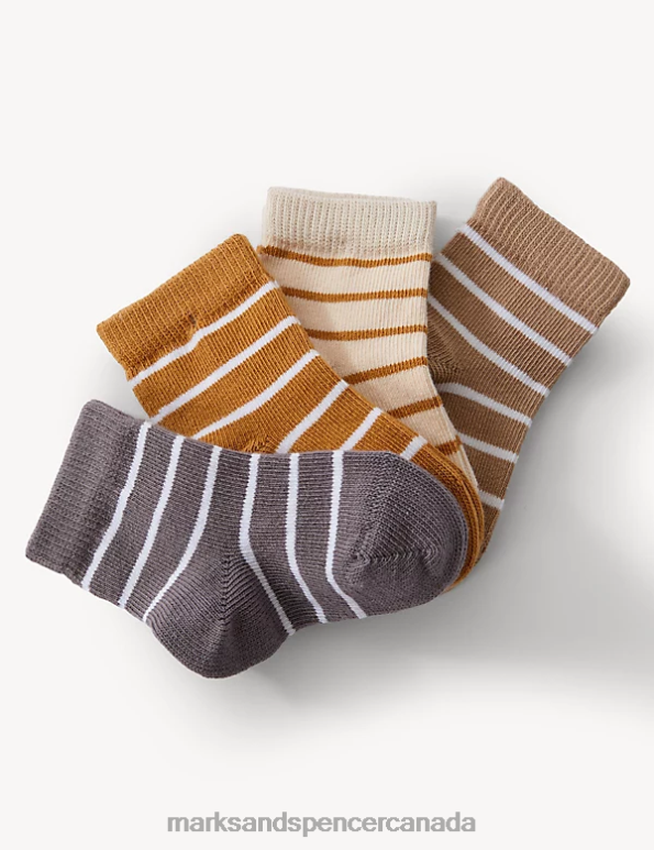 Marks and Spencer near me - Kids Multi Clothing Marks & Spencer 4pk Cotton Rich Striped Socks 20VTD8404