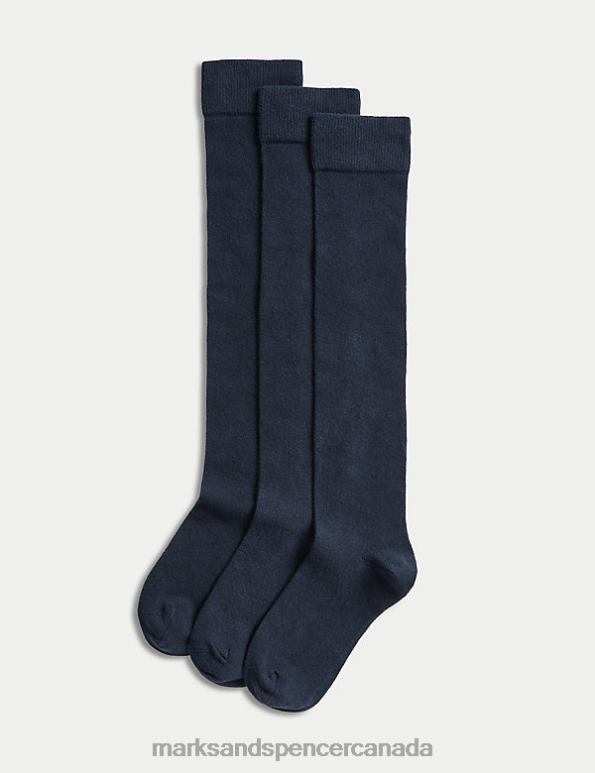 Kids Navy Clothing Marks & Spencer 3pk Cotton Rich Over the Knee Socks 20VTD8851 - Marks and Spencer Canada locations