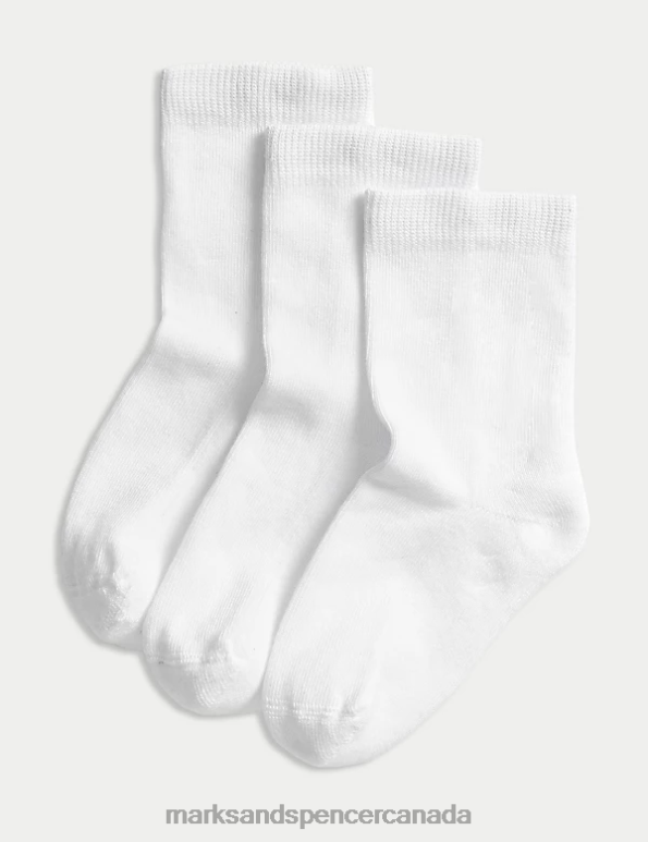 Kids White Clothing Marks & Spencer 3pk of Ultimate Comfort Socks 20VTD8151 - Marks and Spencer outlet