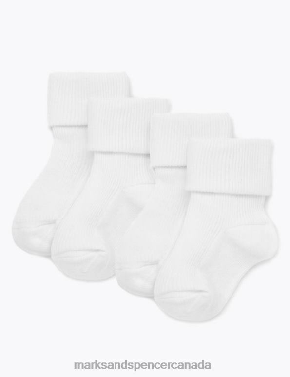 Kids White Clothing Marks & Spencer 4pk of Socks 20VTD7422 - Marks and Spencer online