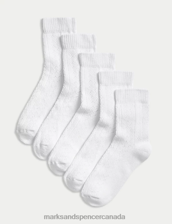 Kids White Clothing Marks & Spencer 5pk Patterned Pelerine Socks 20VTD8542 - Marks and Spencer online