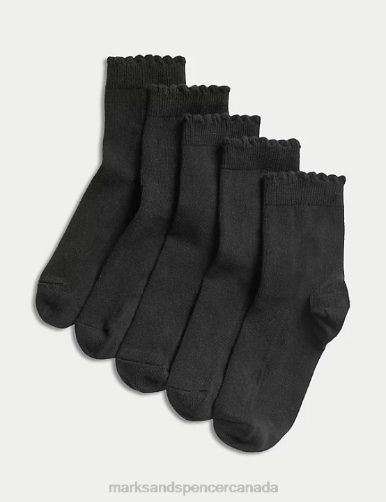 Marks and Spencer near me - Marks & Spencer Kids 5pk of Short Picot Socks Clothing Black 20VTD9123