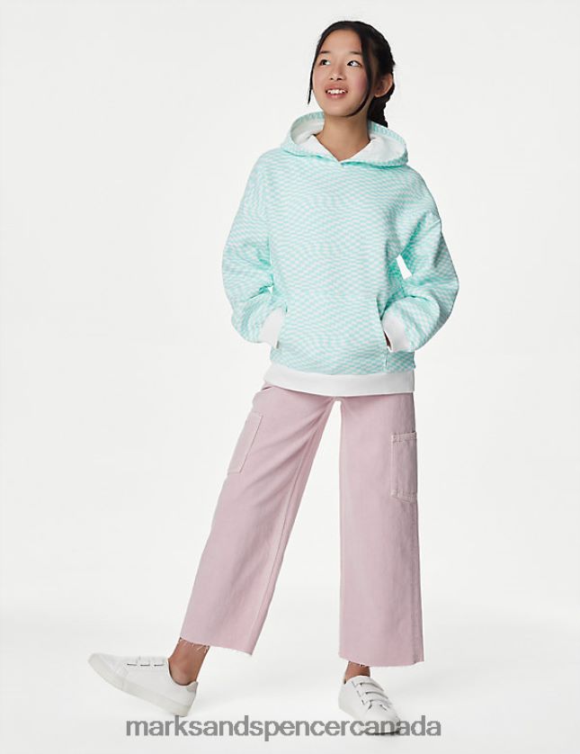 Marks and Spencer near me - Clothing 20VTD9336 Aqua Mix Kids Marks & Spencer Cotton Checkerboard Hoodie