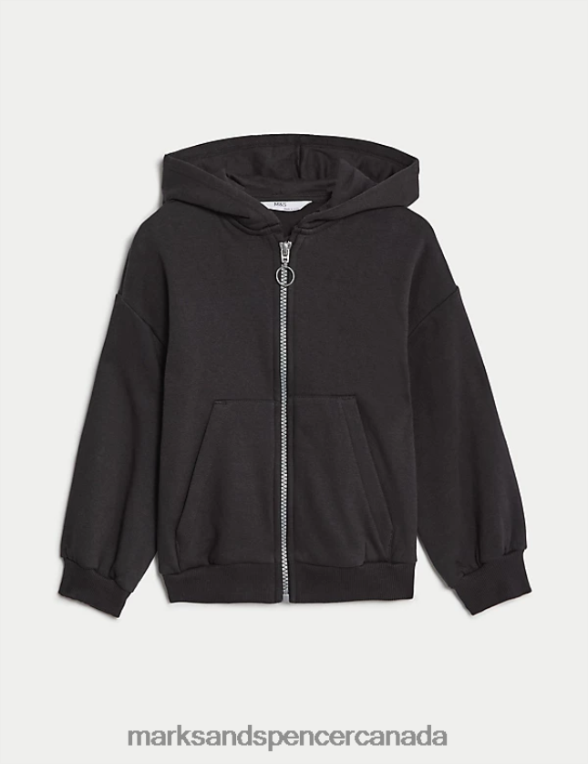 Clothing 20VTD9449 Carbon Kids Marks & Spencer Cotton Rich Plain Hoodie - Marks and Spencer Canada locations