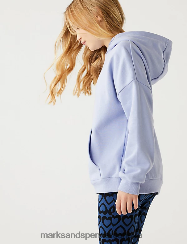 Marks and Spencer Canada - Clothing 20VTD9494 Blue Kids Marks & Spencer Cotton Rich Plain Hoodie