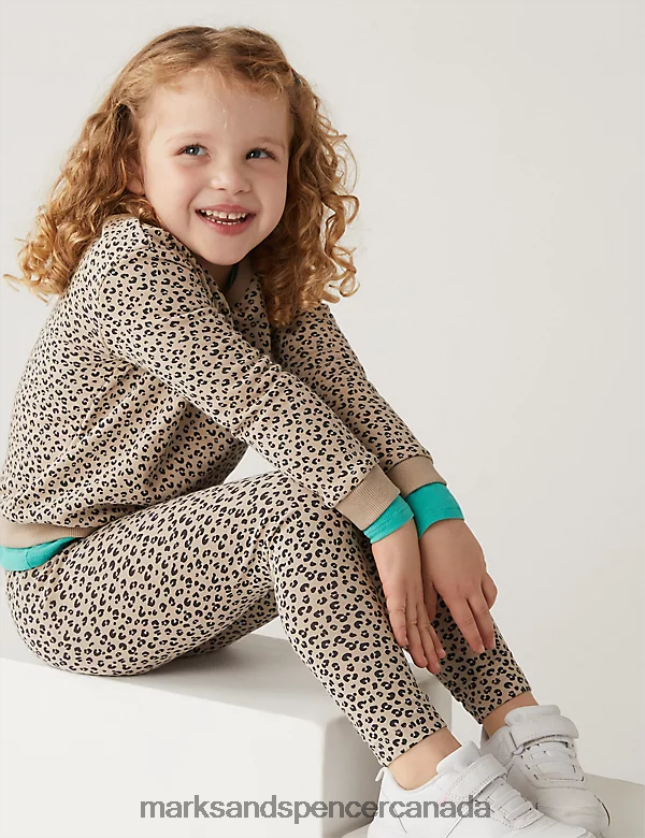 Clothing 20VTD9551 Beige Kids Marks & Spencer Cotton Rich Animal Print Sweatshirt - Marks and Spencer outlet