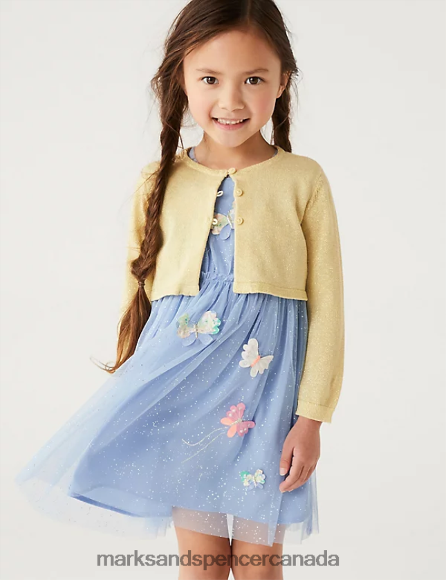 Marks and Spencer near me - Clothing 20VTD9576 Gold Kids Marks & Spencer Cotton Rich Glitter Cardigan