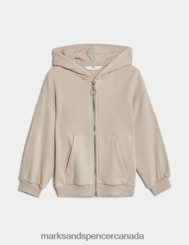 Marks and Spencer near me - Clothing 20VTD9692 Oatmeal Kids Marks & Spencer Cotton Rich Plain Hoodie