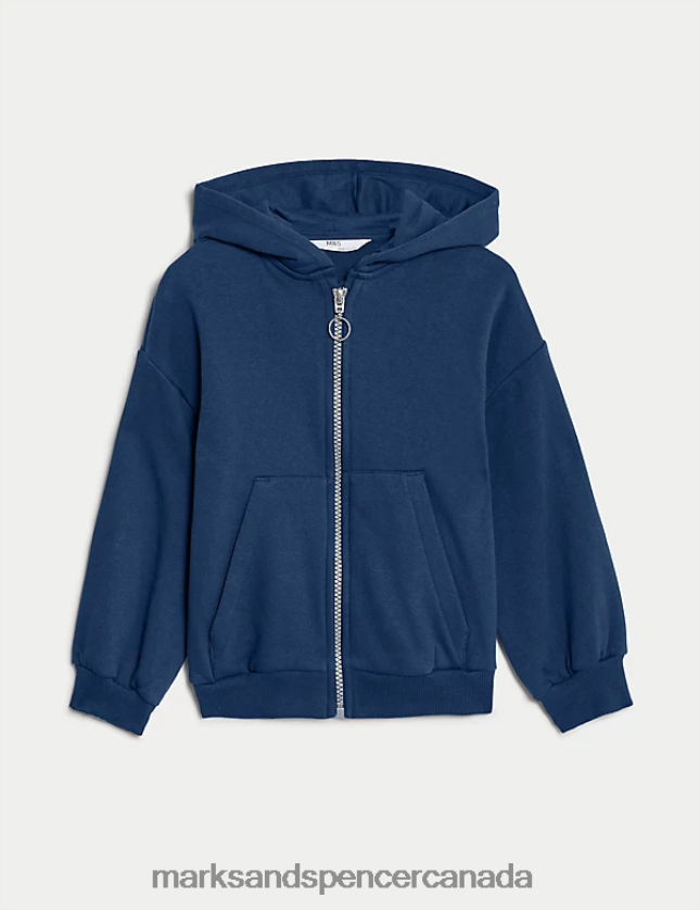 Marks and Spencer sale - Clothing 20VTD9693 Indigo Kids Marks & Spencer Cotton Rich Plain Hoodie