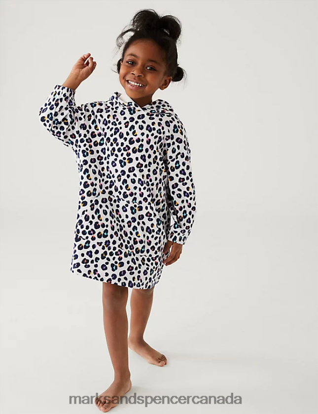 Clothing 20VTD9702 Multi Kids Marks & Spencer Cotton Rich Leopard Towelling Hoodie - Marks and Spencer Canada locations