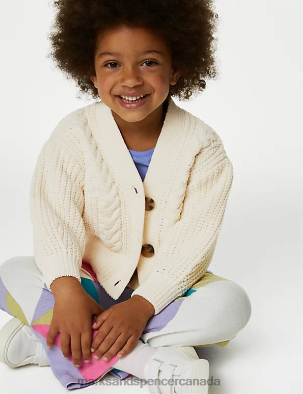 Kids Cream Clothing Marks & Spencer Chunky Knitted Cardigan 20VTD8891 - Marks and Spencer outlet