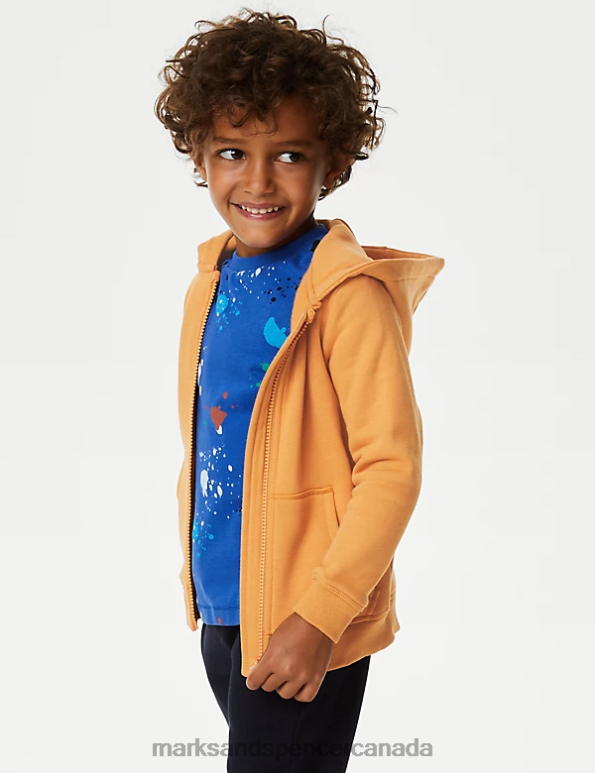 Kids Gold Clothing Marks & Spencer Cotton Rich Zip Hoodie 20VTD8142 - Marks and Spencer outlet