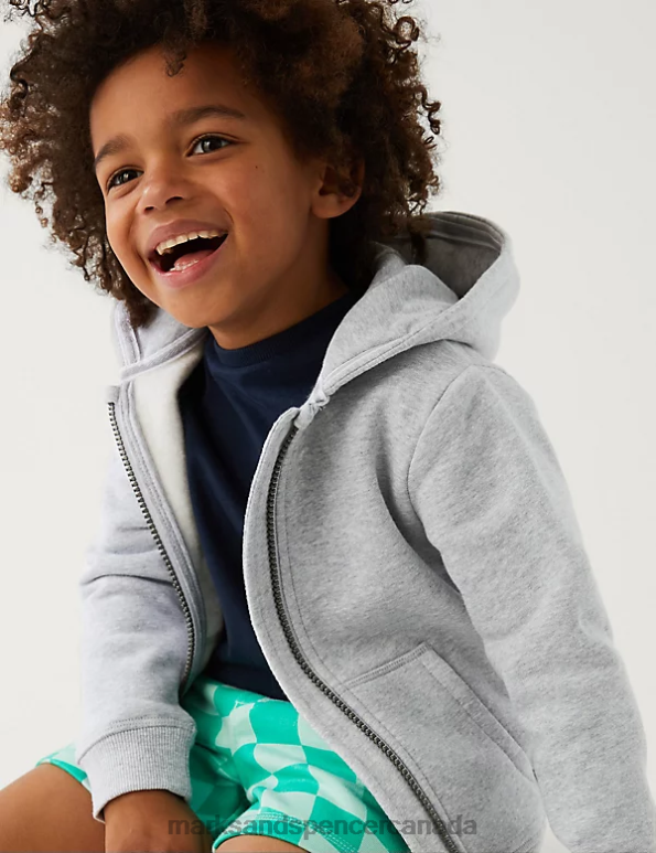 Marks and Spencer near me - Kids Grey Clothing Marks & Spencer Cotton Rich Plain Hoodie 20VTD7634