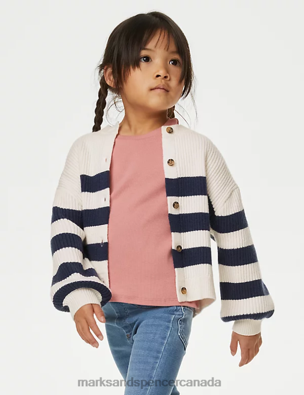 Marks and Spencer near me - Kids Indigo Mix Clothing Marks & Spencer Knitted Striped Cardigan 20VTD8904