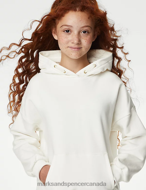 Kids Ivory Clothing Marks & Spencer Cotton Rich Hoodie 20VTD8945 - Marks and Spencer Canada locations