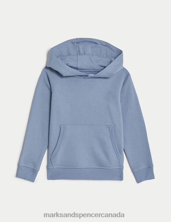 Kids Medium Blue Clothing Marks & Spencer Cotton Rich Hoodie 20VTD8389 - Marks and Spencer online