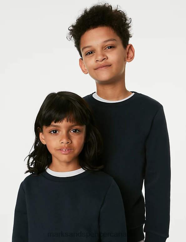 Kids Navy Clothing Marks & Spencer 2pk Cotton Rich School Sweatshirts 20VTD8046 - Marks and Spencer online