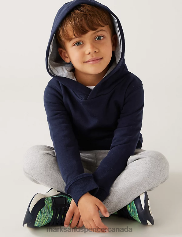 Marks and Spencer Canada - Kids Navy Clothing Marks & Spencer Cotton Rich Pullover Hoodies 20VTD7547