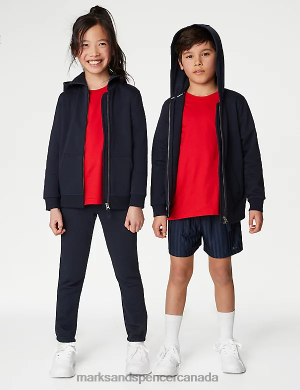 Marks and Spencer Canada - Kids Navy Clothing Marks & Spencer Hooded School Sweatshirt 20VTD7853