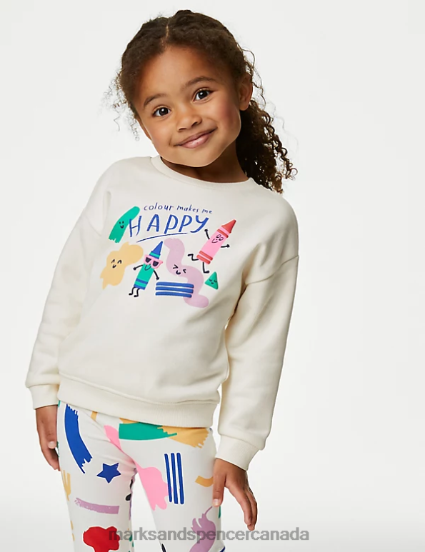 Kids Oatmeal Clothing Marks & Spencer Cotton Rich Crayon Sweatshirt 20VTD8800 - Marks and Spencer online